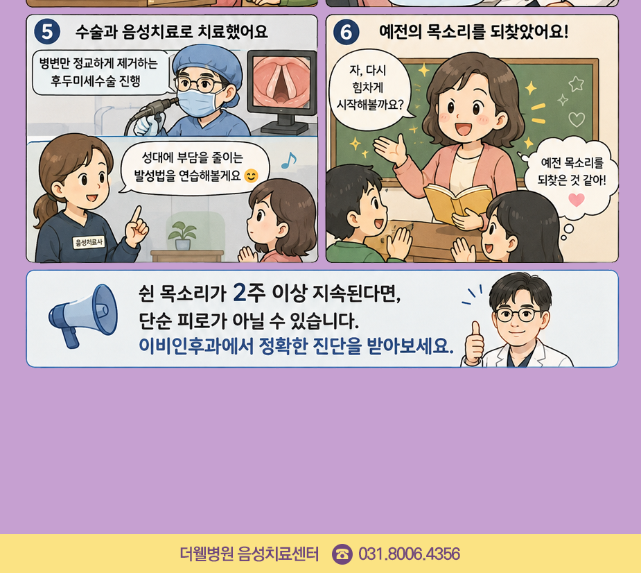 수원더웰병원음성센터, 쉰목소리, 음성치료, 목소리치료